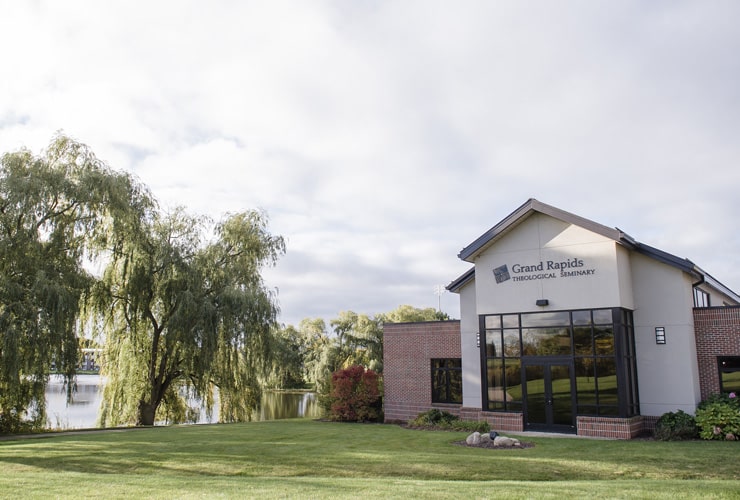 Grand Rapids Theological Seminary academic building and faculty offices located next to the pond on the campus of Cornerstone University