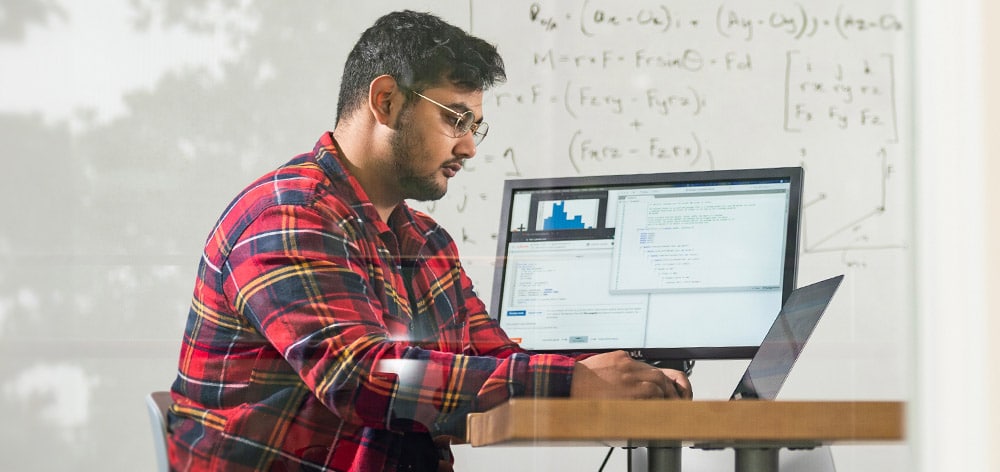 A Cornerstone University student studies for a B.S. in Engineering degree.
