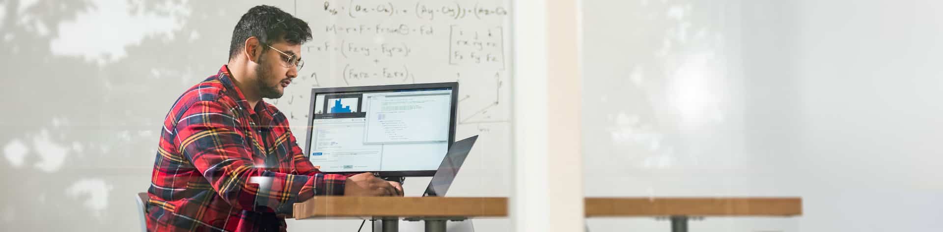 A Cornerstone University student studies for a B.S. in Engineering degree.