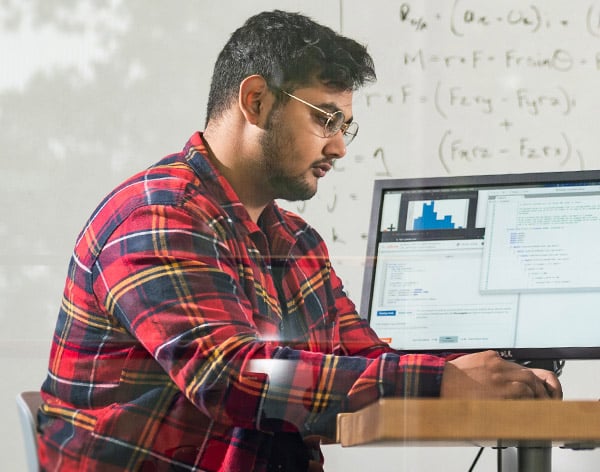A Cornerstone University student studies for a B.S. in Engineering degree.