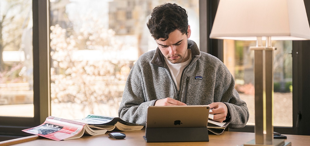 A student maximizes his degree in Interdisciplinary studies from Cornerstone University.